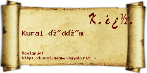 Kurai Ádám névjegykártya